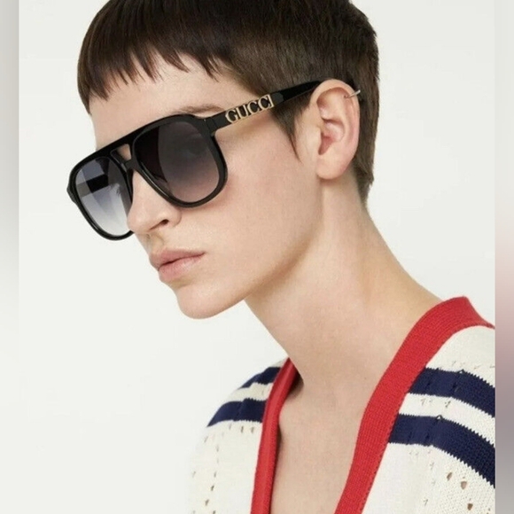 Gucci Women's Sunglasses Unisex GG1188S 002 Pilot Aviator Black Grey 58-17-140 - Picture 9 of 16